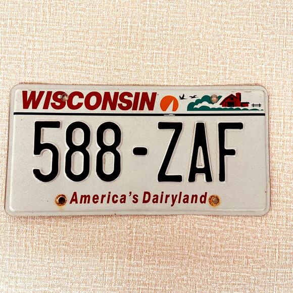 Wisconsin 588-ZAF License Plate Tag WI - man cave garage‎ decor - Picture 1 of 8